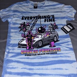 Broken Promises Blue Tie-Dye Graphic Tee